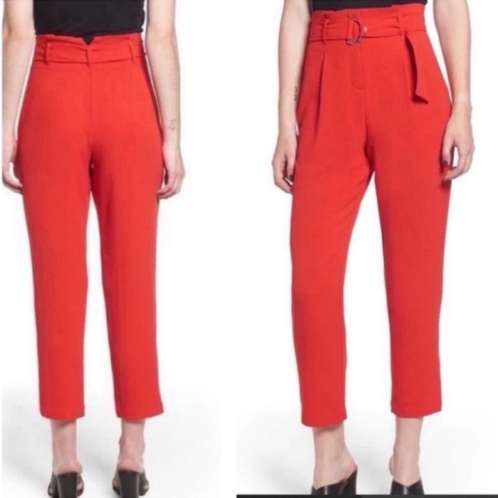 Leith Paperbag Waist High Waisted Pleated Pant Trouser